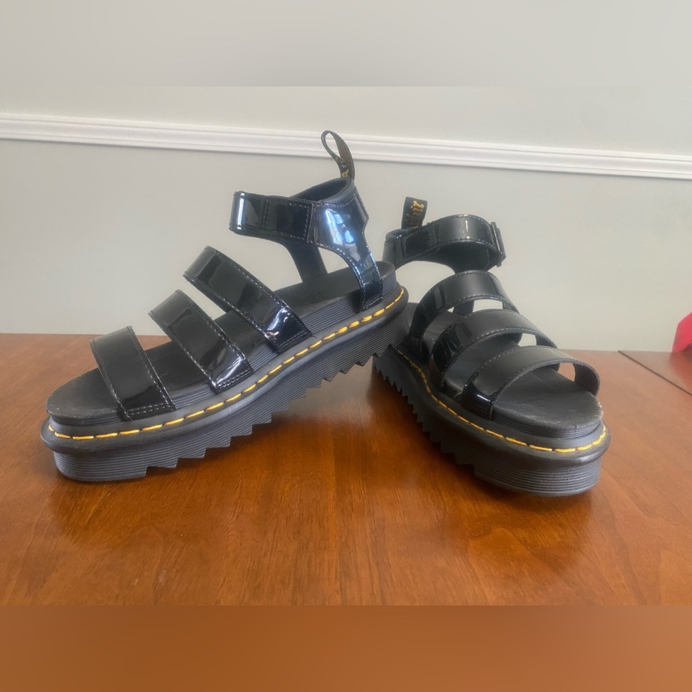 Dr Martens Docs Blaire Black Patent Lamper Womens Sandals Strappy Size 8 - Picture 2 of 5